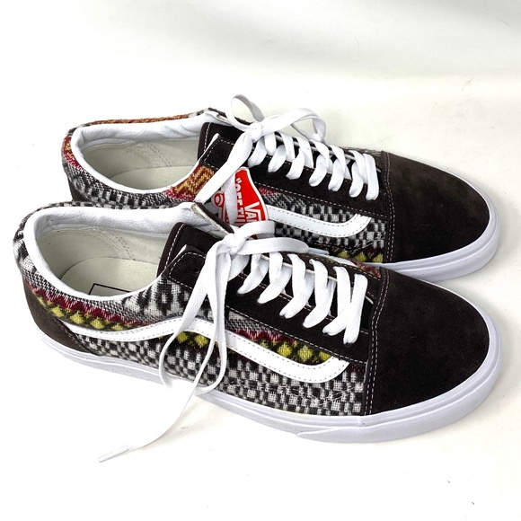 VANS Old Skool Fair Isle Low Brown Multi Women Canvas Suede Sneakers VN0A5JMIBF0 - Picture 2 of 10